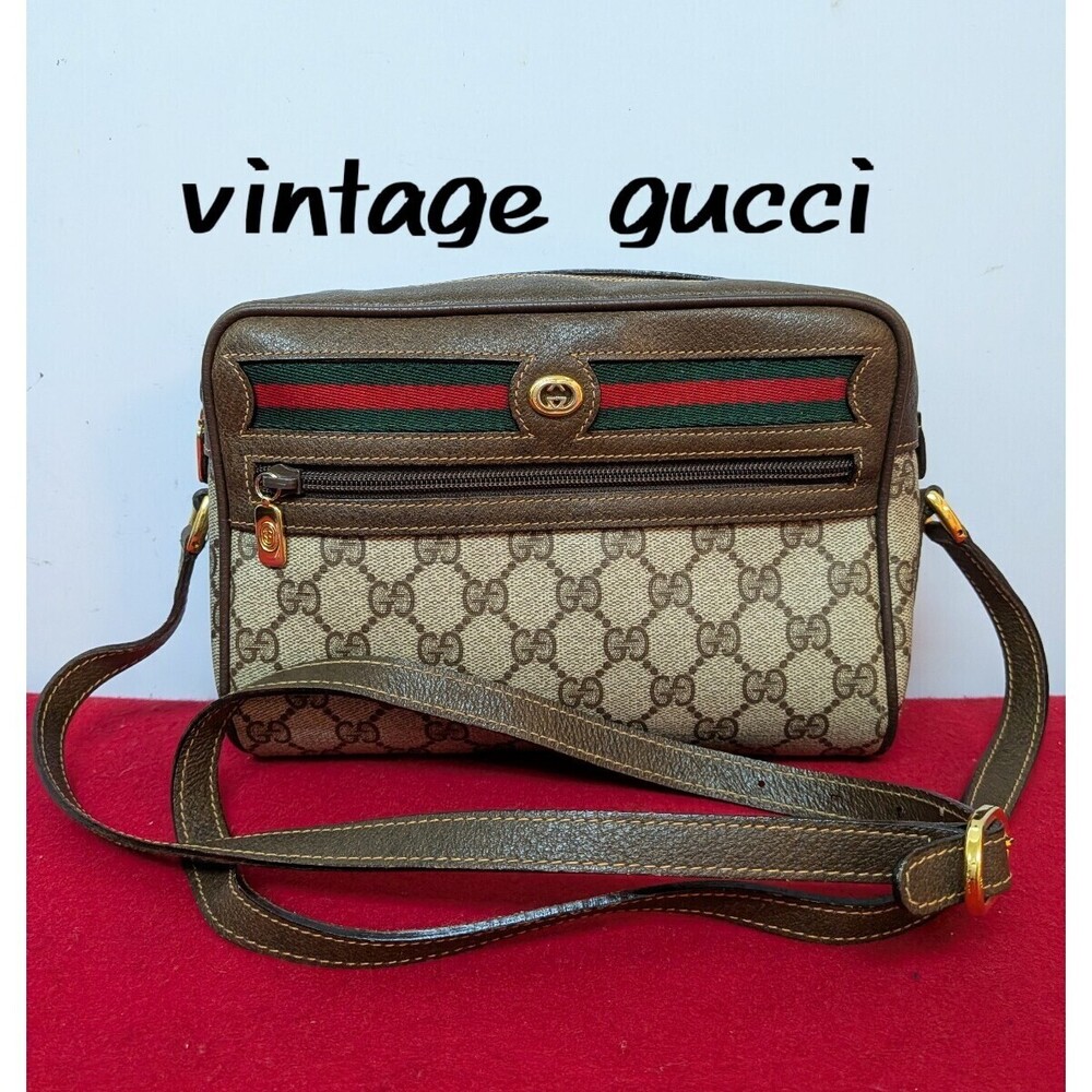 Gucci GG Supreme Web Sherry Line camera bag Beige